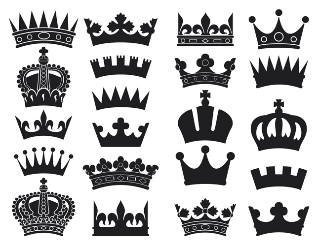 Vector crown creative silhouettes set 02 silhouettes crown   