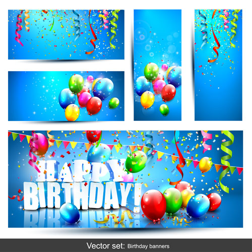 Birthday banners with color balloon vector 02 birthday banners banner balloon   