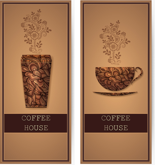 Art Pattern with coffee card vector 05 coffee card Art Pattern   