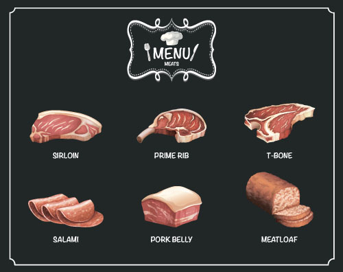 Restaurant meats menu vector material 01 restaurant menu Meats material   