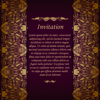 Retro floral invitation vector 01 Retro font invitation floral   