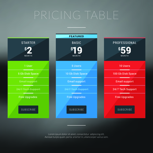 Website pricing plans banners vector material 07 website pricing plans banners   