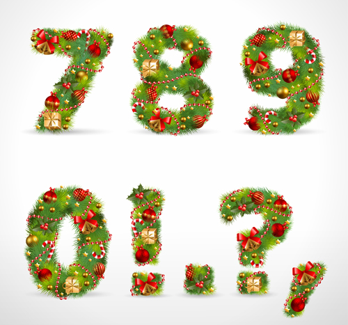 Creative Christmas Tree alphabet and number vector set 26 tree number creative christmas tree christmas alphabet   