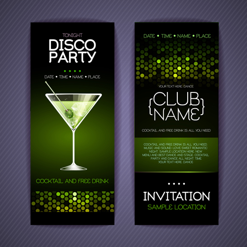 Disco party night invitation cards vector 02 party night invitation cards disco cards   