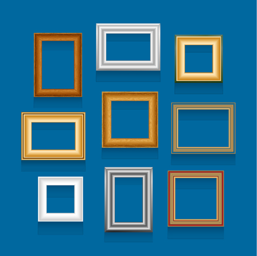 Colored wooden photo frame vector set wooden photo frame colored   