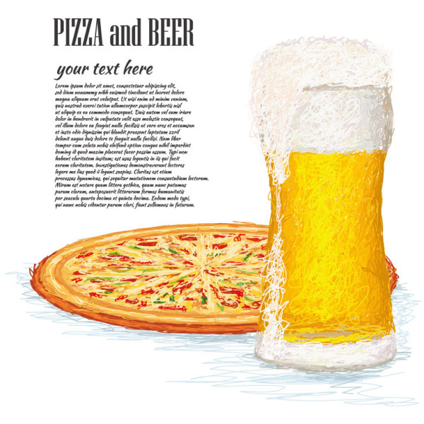 Pizza and Beer elements vector background pizza elements element beer   