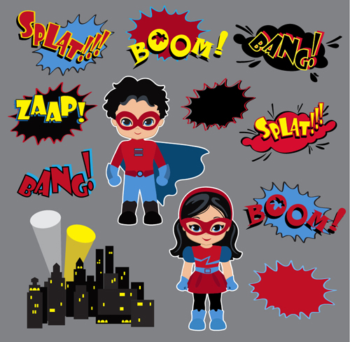 Comic characters with speech bubbles vector material speech bubbles Comic characters   