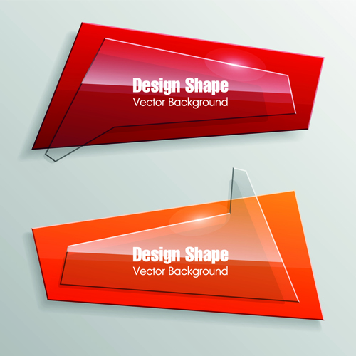 Shiny glass with origami banner vector 03 shiny origami glass banner   