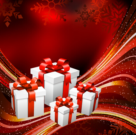 Red abstract christmas gift background vector christmas background vector background abstract   