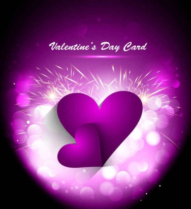 Purple heart with valentines day greeting card vector valentines purple greeting day card   