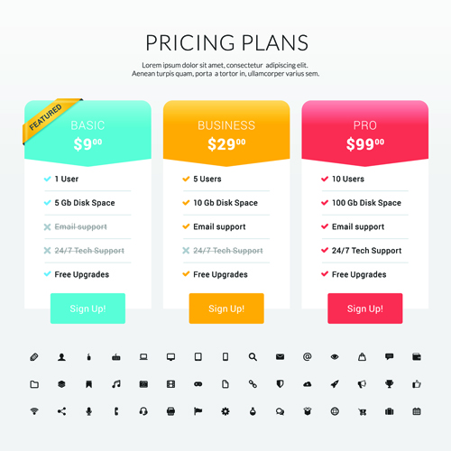 Website pricing plans banners vector material 05 website pricing plans banners   