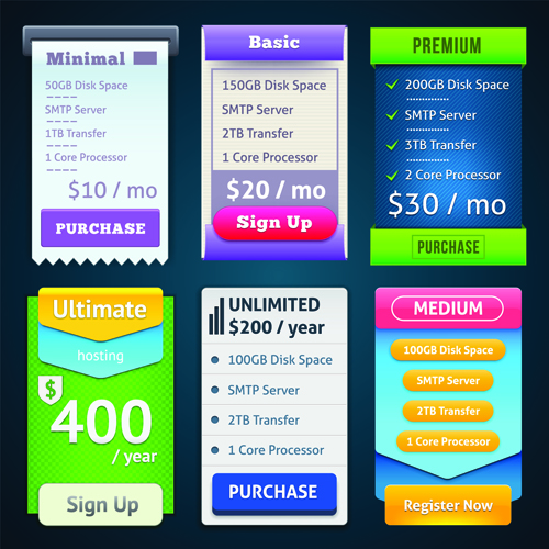 Website pricing plans banners vector material 02 website pricing plans banners banner   