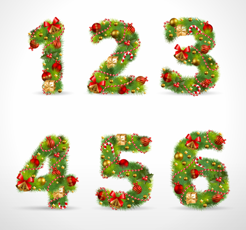 Creative Christmas Tree alphabet and number vector set 24 tree number christmas tree christmas alphabet   