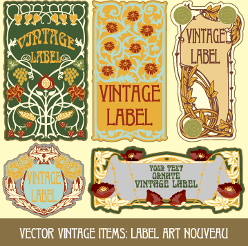 Ornate vintage labels creative vector set 05 vintage ornate labels label design creative   