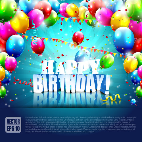 Confetti and colorful balloons birthday background vector 01 confetti colorful birthday balloons   