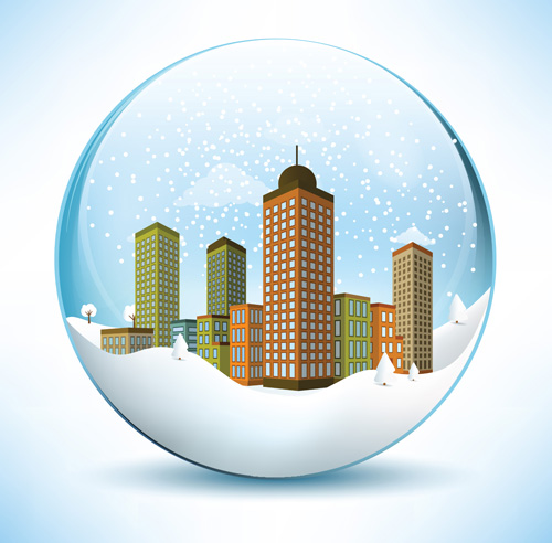 Christmas crystal ball with winter vector 08 winter crystal christmas ball   