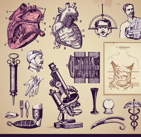 Vintage Medicine elements vector vintage medicine elements element   