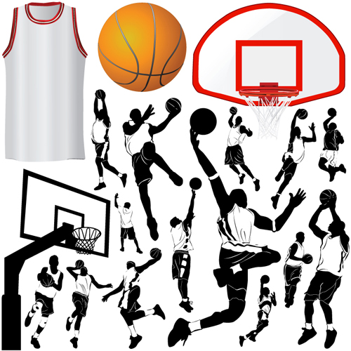 Set of Basketball design elements vector material 03 material elements element basketball   