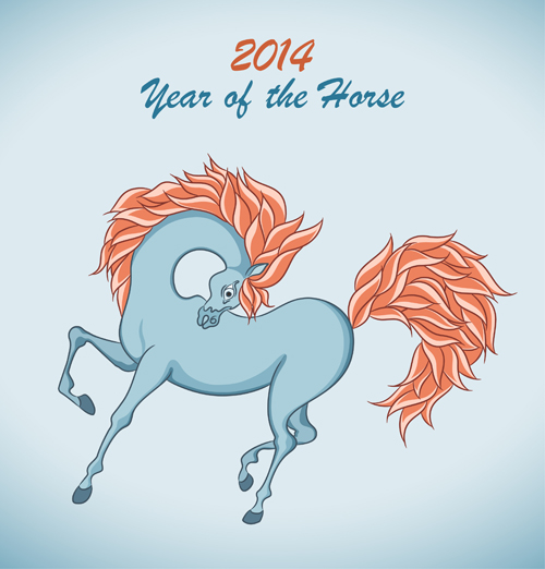 2014 Year of the horse cute design vector 01 year horse 2014   