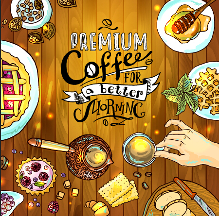 Hand drawn coffee elements background art 04 hand drawn Coffee elements coffee background   