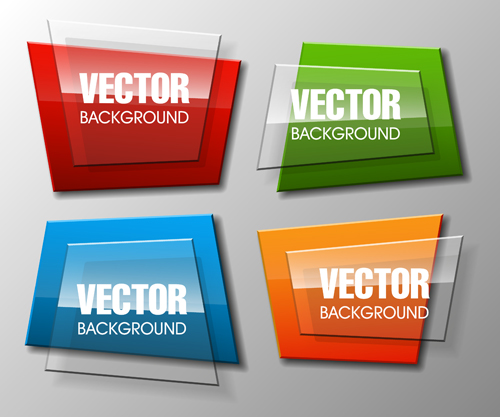 Colorful shape with glass banners vector set 07 Shape glass colorful banners   