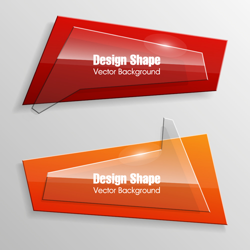 Colorful shape with glass banners vector set 13 Shape glass colorful banners   