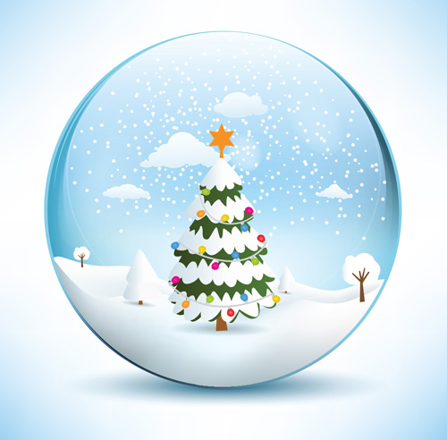 Christmas crystal ball with winter vector 06 winter crystal christmas ball   