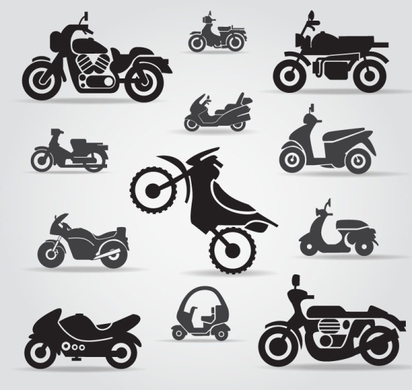 Motorcycle silhouette design vector set   