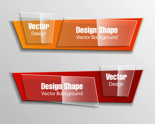 Colorful shape with glass banners vector set 10 Shape glass colorful banners   
