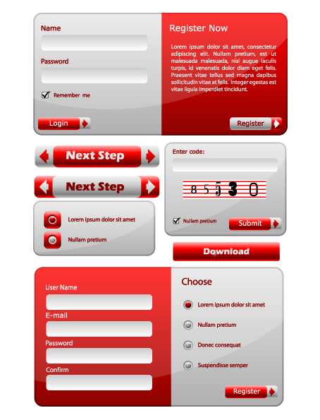 Shiny red Input boxes web vector 02 shiny red boxes   