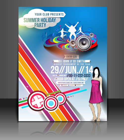 Abstract Summer Party Flyers design vector 02 party flyer abstract   