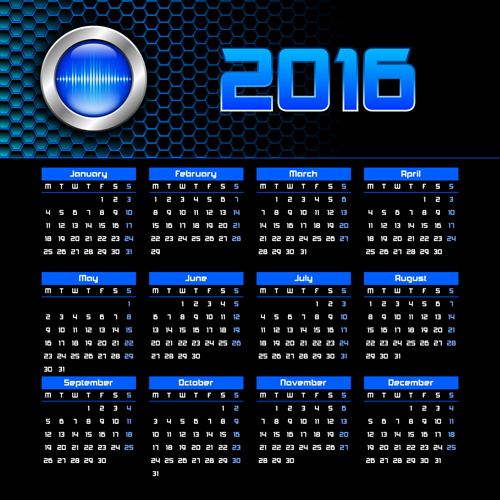 Vector grid calendar 2016 design material 07 grid calendar 2016   