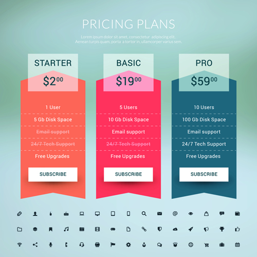 Website pricing plans banners vector material 04 website pricing plans banners   