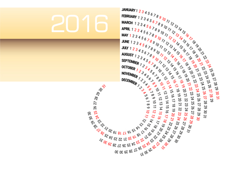 Circular Calendar 2016 abstract vector calendar abstract 2016   