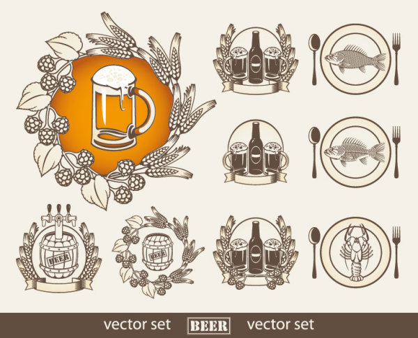 Set of beer elements label vector graphic 03 V label elements element beer   