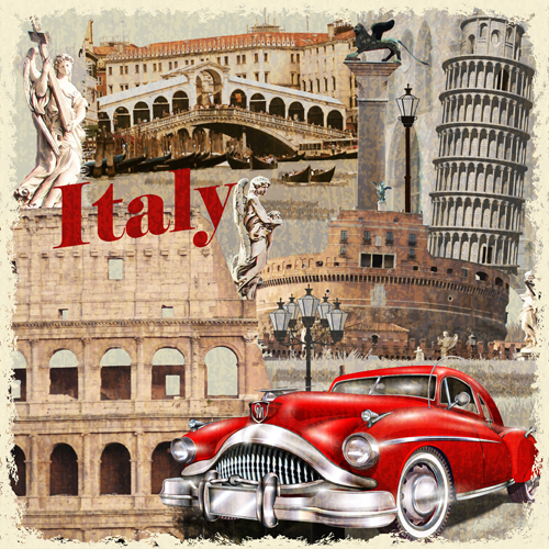 Classic cars and travel vintage poster vector 04 vintage travel poster classic cars classic   