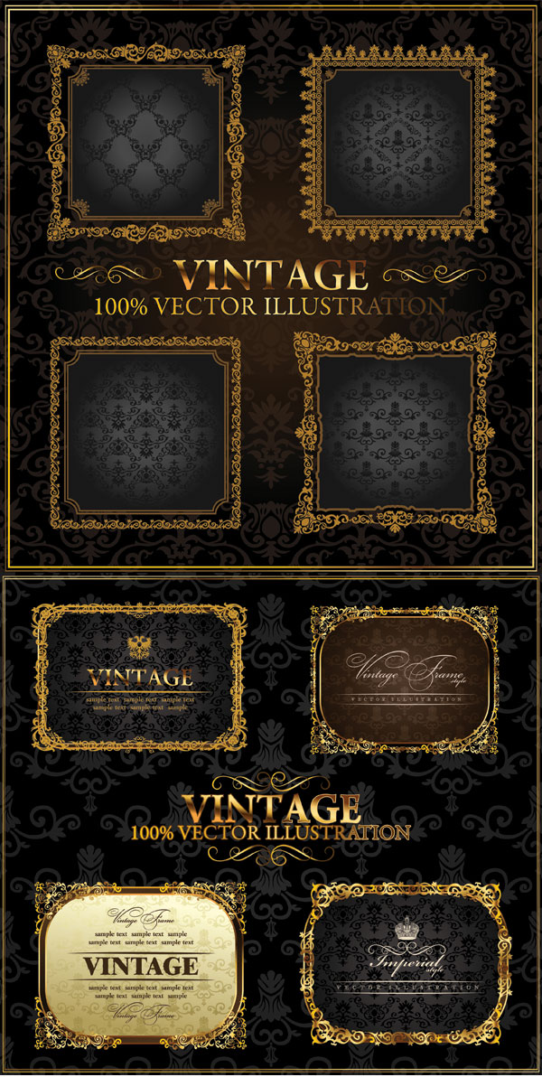 Ornate gold frame vector 92125 gold frame   