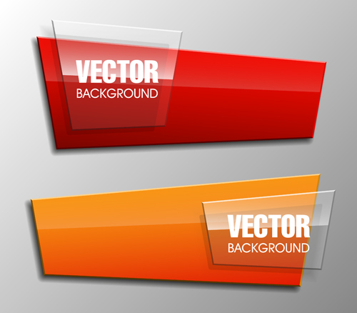 Colorful shape with glass banners vector set 01 Shape glass colorful banners   
