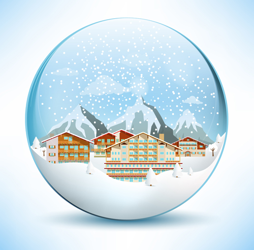 Christmas crystal ball with winter vector 11 winter crystal christmas ball   