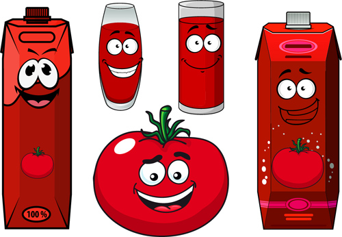 Cartoon style packaging with juice vector set 02 packaging juice cartoon   