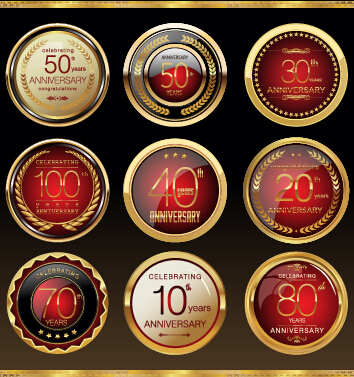 Glass textured badges anniversary vector material 04 vector material texture material glass texture badges badge anniversary   