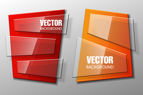 Colorful shape with glass banners vector set 02 Shape colorful banners banner   