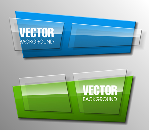 Colorful shape with glass banners vector set 03 Shape glass colorful banners   