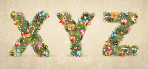 Creative Christmas Tree alphabet and number vector set 05 tree free creative christmas tree christmas   