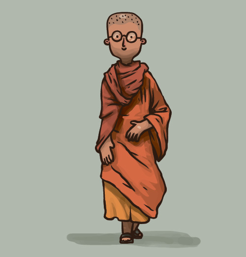 Hand drawn buddhist monk vector material 05 monk hand drawn buddhist   