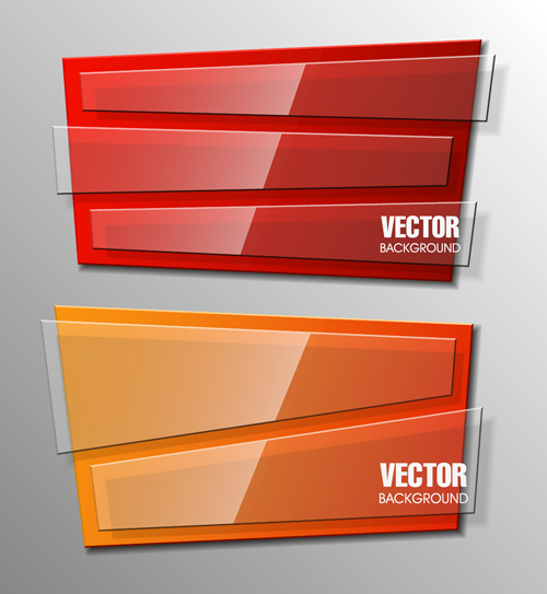 Colorful shape with glass banners vector set 05 Shape glass colorful banners   