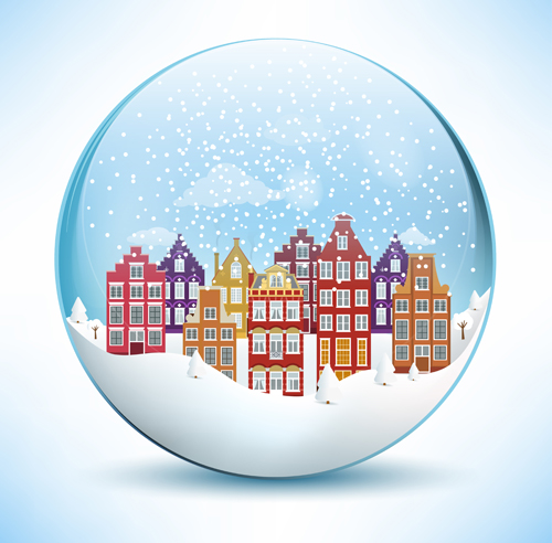 Christmas crystal ball with winter vector 09 winter crystal christmas ball   