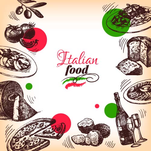 Hand drawn Italian food design vector material 07 material italian hand food drawn design   