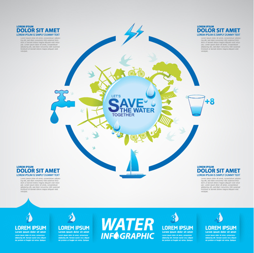 Save water infographics template vector 12 water template save infographics   