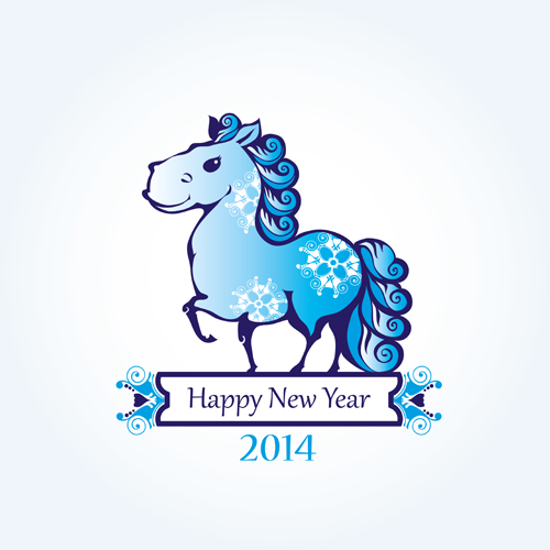 2014 Year of the horse cute design vector 02 year horse cute 2014   